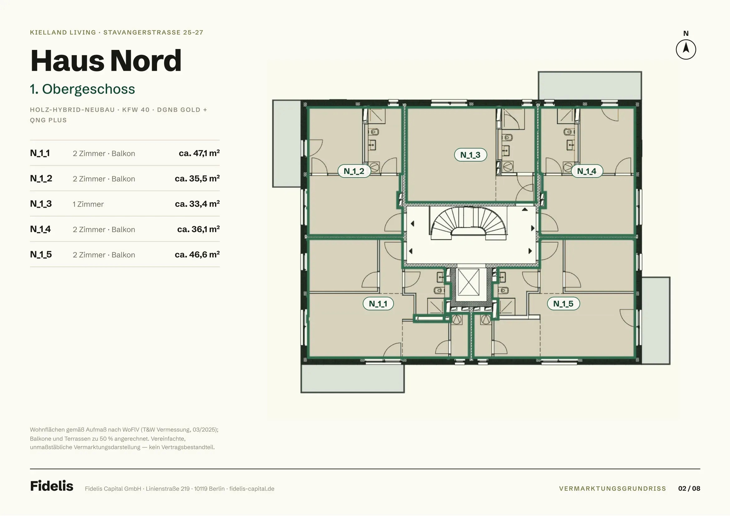 Etagenplan Haus Nord – 1. Obergeschoss