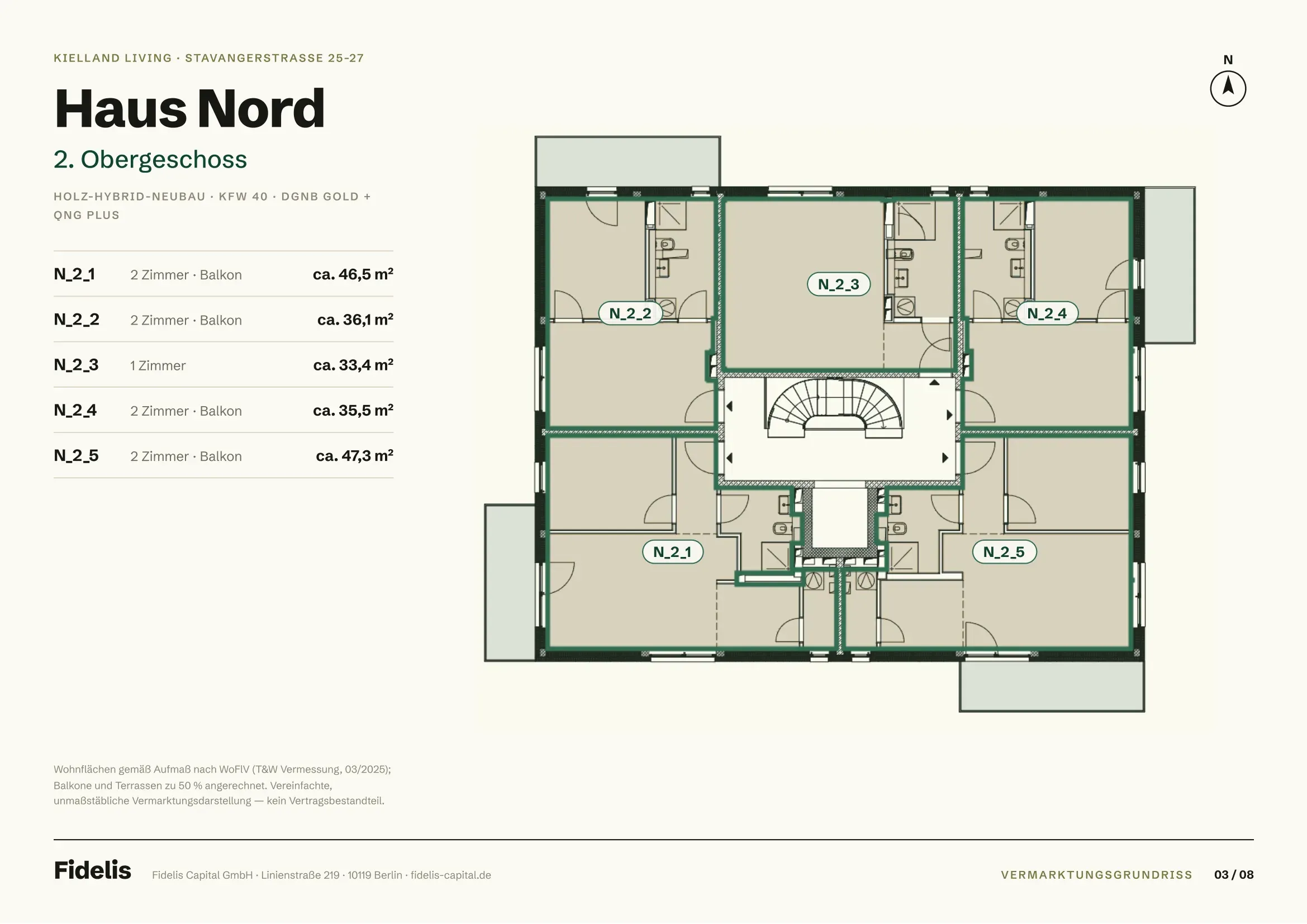 Etagenplan Haus Nord – 2. Obergeschoss