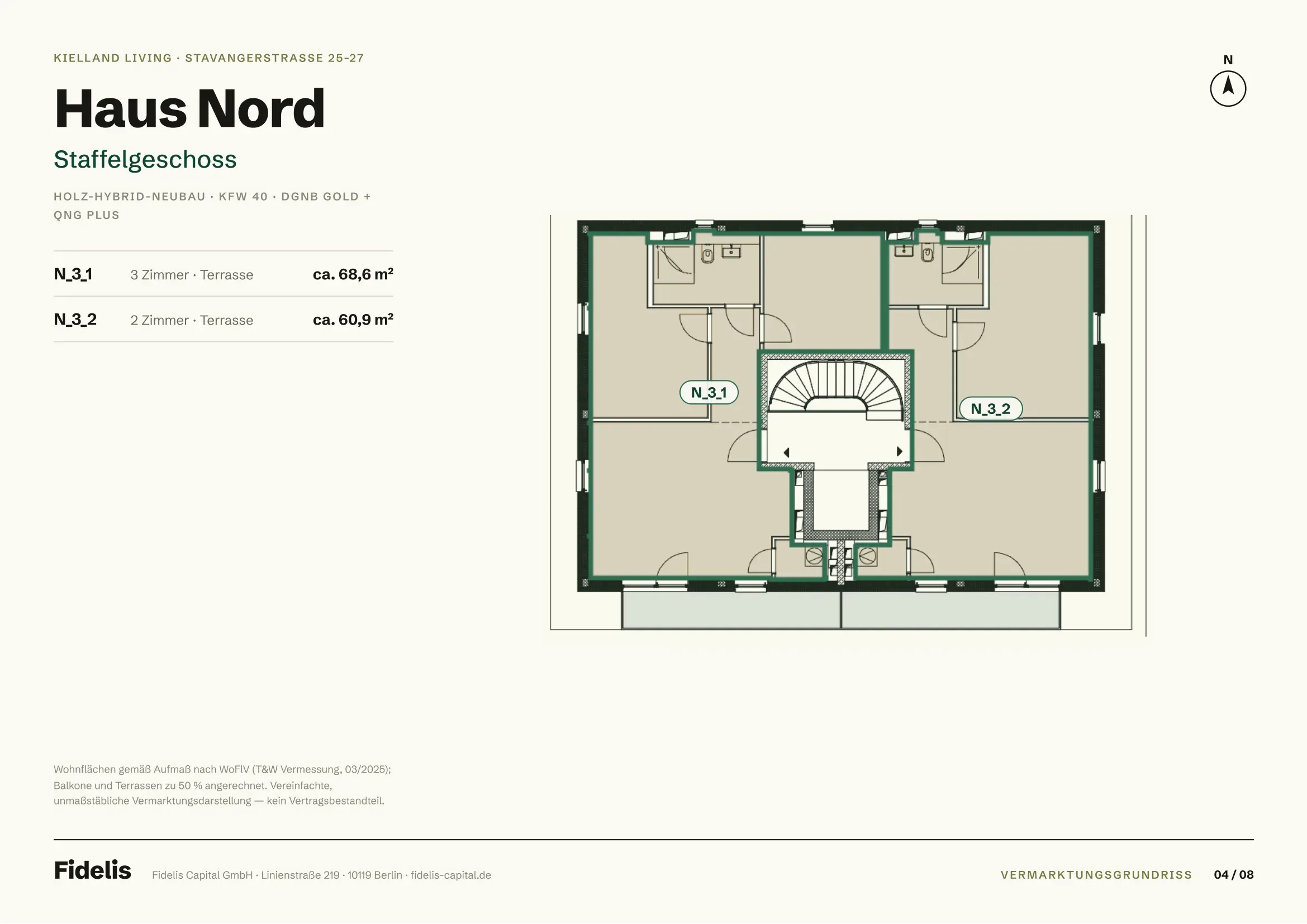 Etagenplan Haus Nord – Staffelgeschoss
