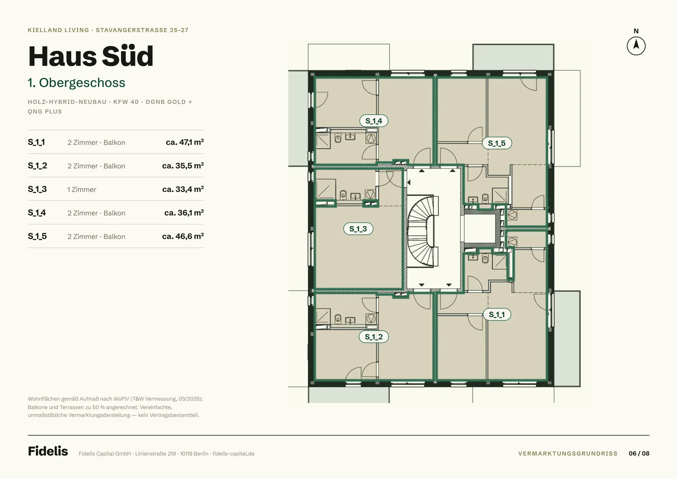 Etagenplan Haus Süd – 1. Obergeschoss