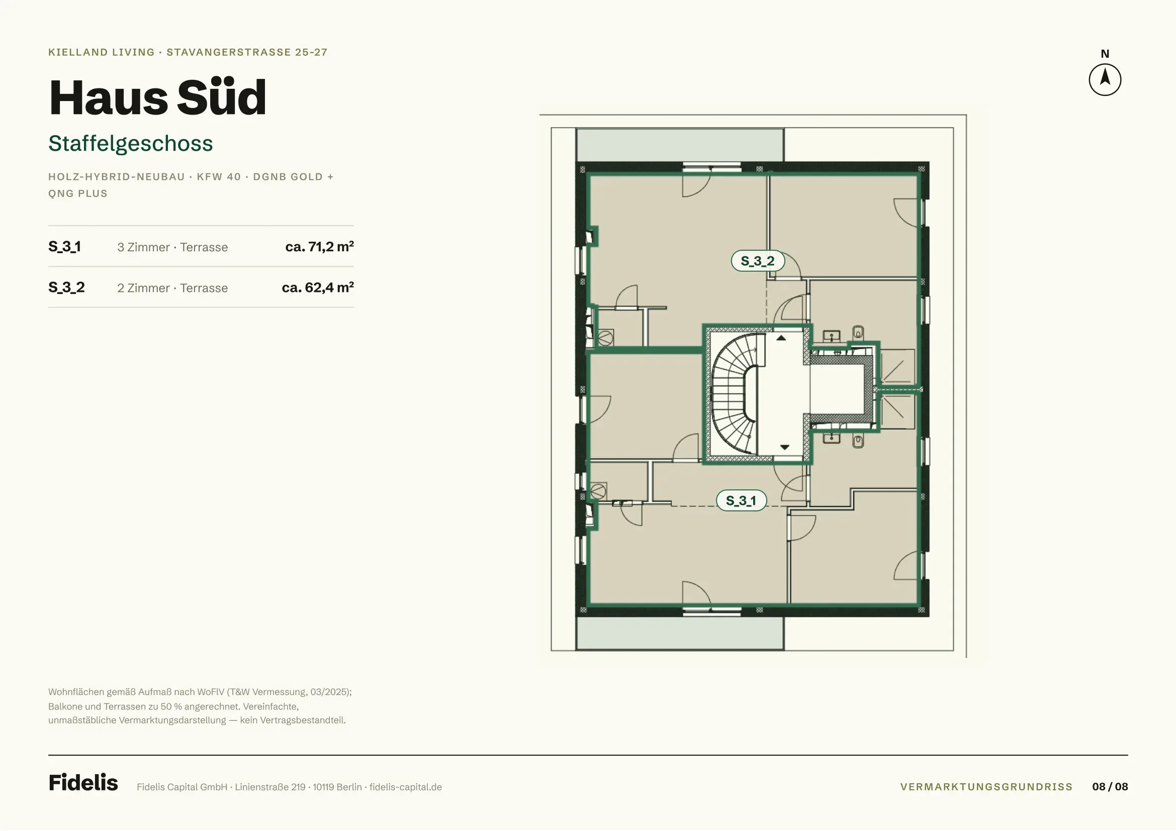 Etagenplan Haus Süd – Staffelgeschoss